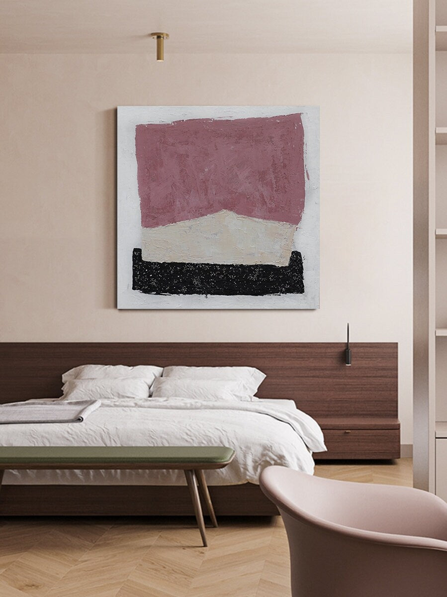 Large Lilac and Black Canvas Wall Art, Original Abstract Painting on Canvas, Modern Minimalist Canvas Painting, Oversized…