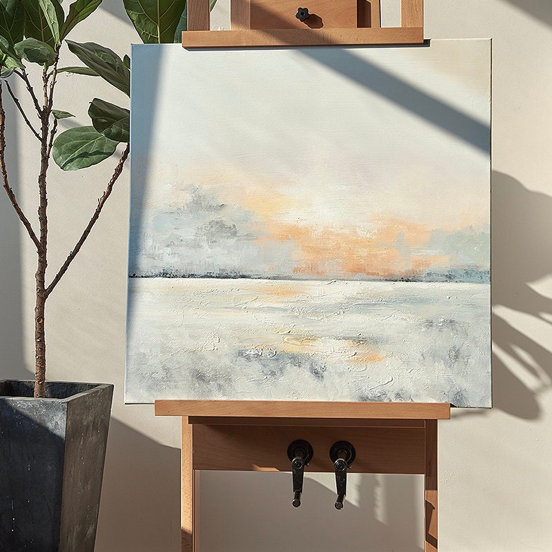 Modern Sunset Abstract Oil Painting, Extra Large Sunrise Canvas Wall Art, Abstract Seascape Painting on Canvas