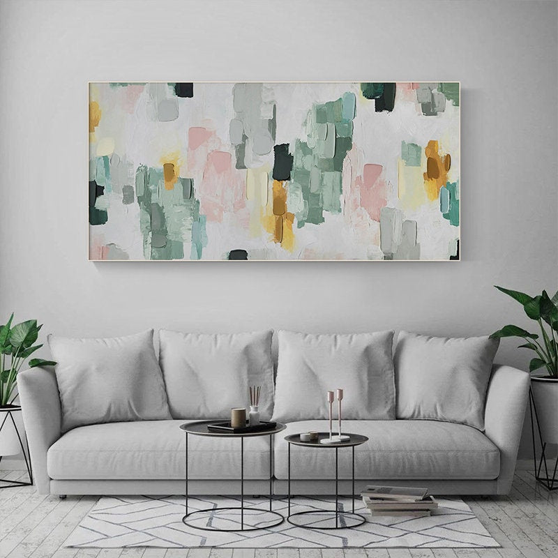 Extra Large Modern Wall Painting, Abstract Canvas Wall Art, Colorful Minimalist Acrylic Painting on Canvas, Art for Bedroom