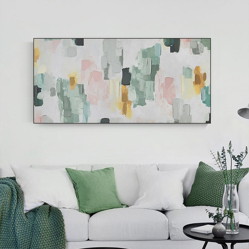 Extra Large Modern Wall Painting, Abstract Canvas Wall Art, Colorful Minimalist Acrylic Painting on Canvas, Art for Bedroom