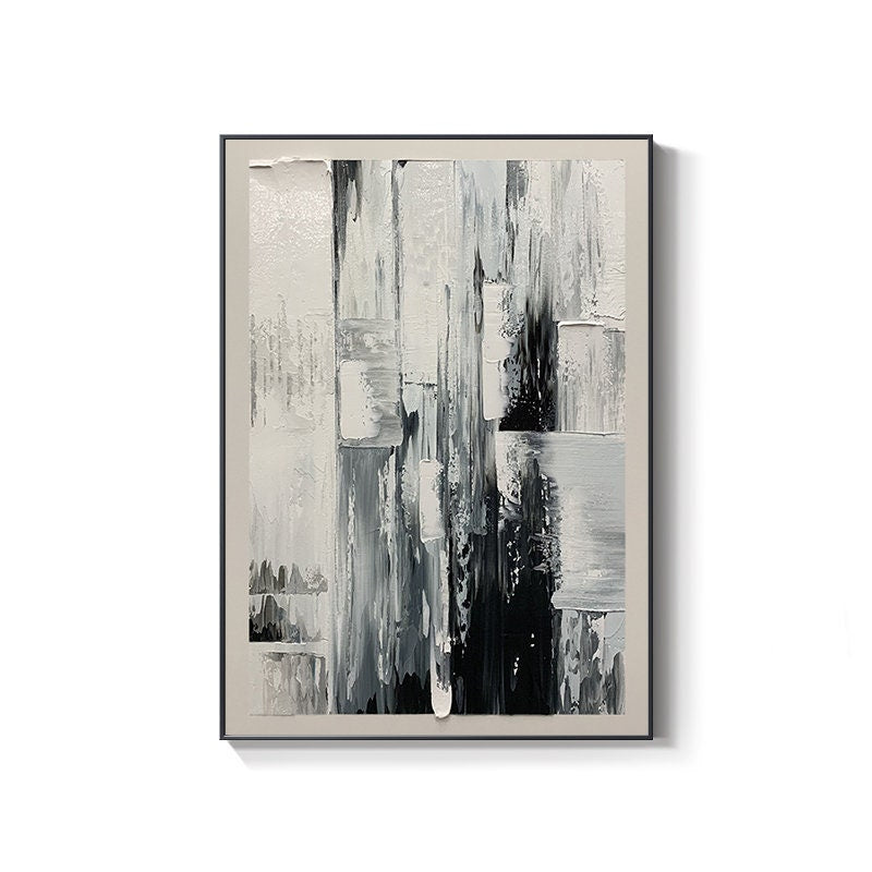 Abstract Canvas Wall Art, Modern Abstract Painting on Canvas, Extra Large Grey Canvas Painting, Oversized Minimalist Textured…
