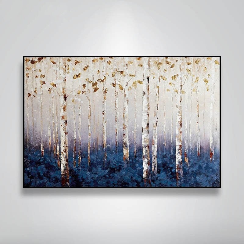 Abstract Birch Canvas Wall Art, Original Aspen Oil Painting on Canvas, Extra Large Textured Tree Artwork for Room