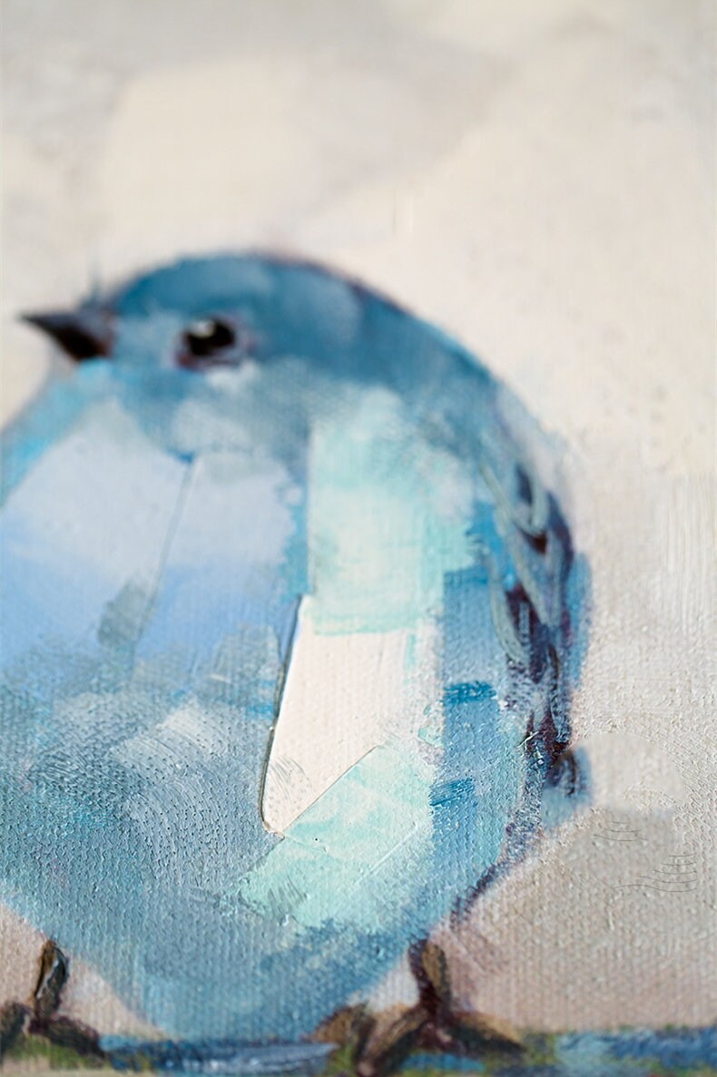 Hand-painted Birds Oil Painting on Canvas, Set of 2 Animal Canvas Wall Art, Original Modern Art for Bedroom