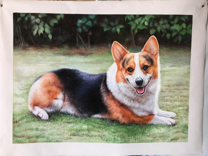 Dog Portrait Custom Painting from Photo, Hand-painted Personalized Portrait, Custom Gift for Pet Lover