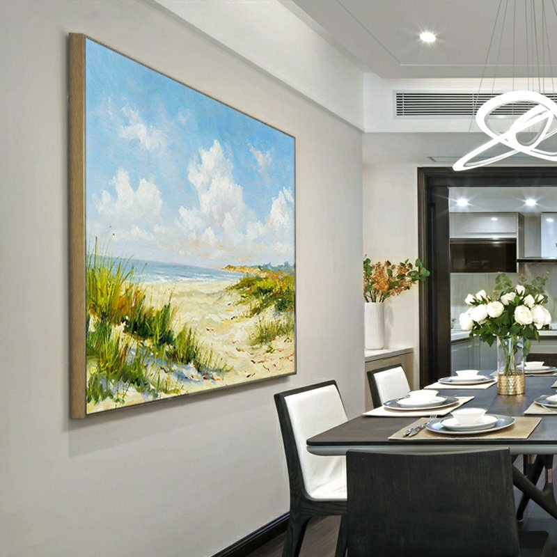 Landscape Oil Painting on Canvas Original, Extra Large Coastal Canvas Art, Abstract Seascape Oil Painting, Modern Nautical…