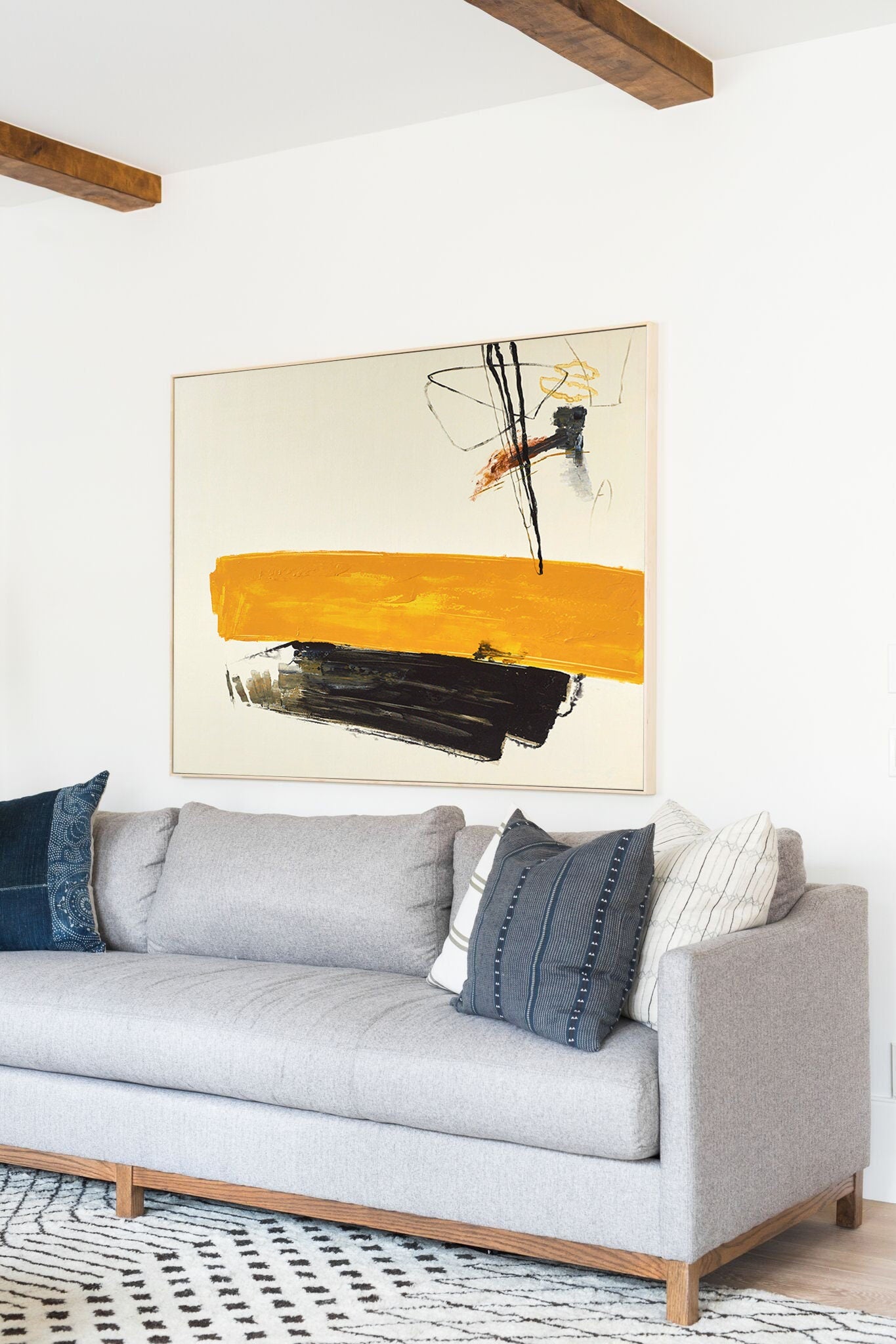 Large Hand-Painted Abstract Painting, Minimalist Canvas Wall Art, Modern Acrylic Painting on Canvas, Original Art for Living…