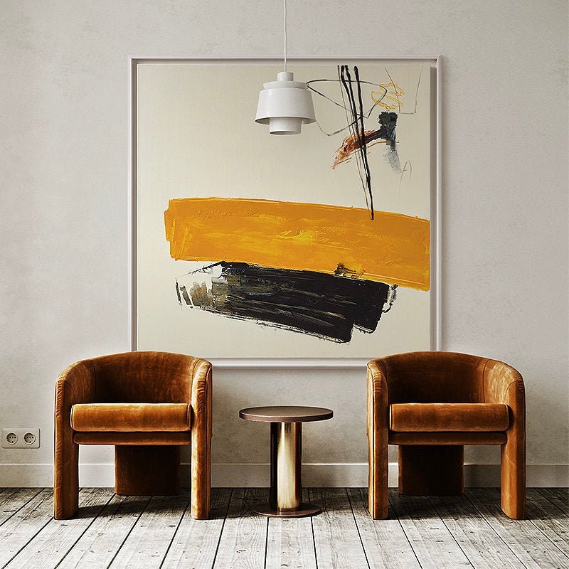 Large Hand-Painted Abstract Painting, Minimalist Canvas Wall Art, Modern Acrylic Painting on Canvas, Original Art for Living…