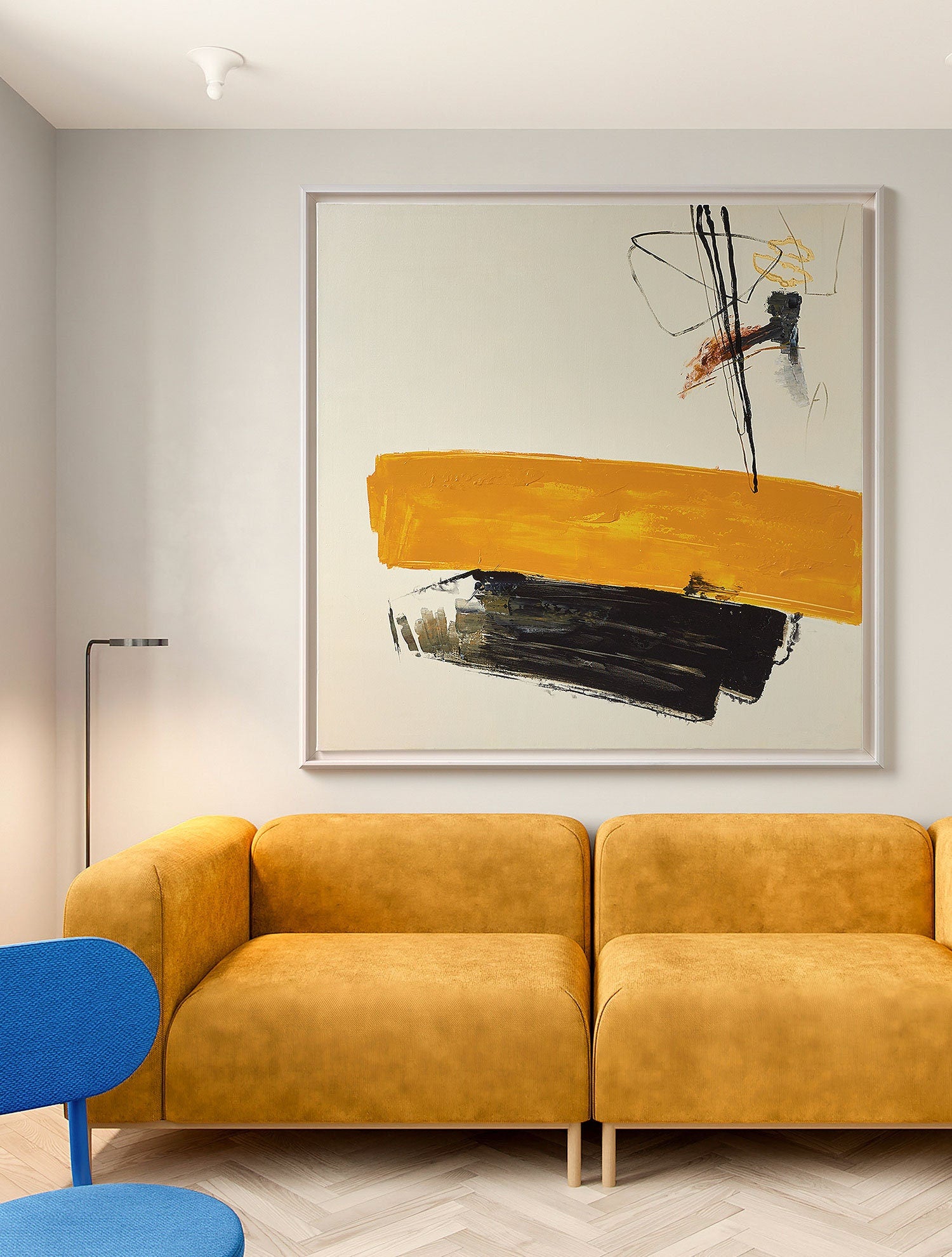 Large Hand-Painted Abstract Painting, Minimalist Canvas Wall Art, Modern Acrylic Painting on Canvas, Original Art for Living…