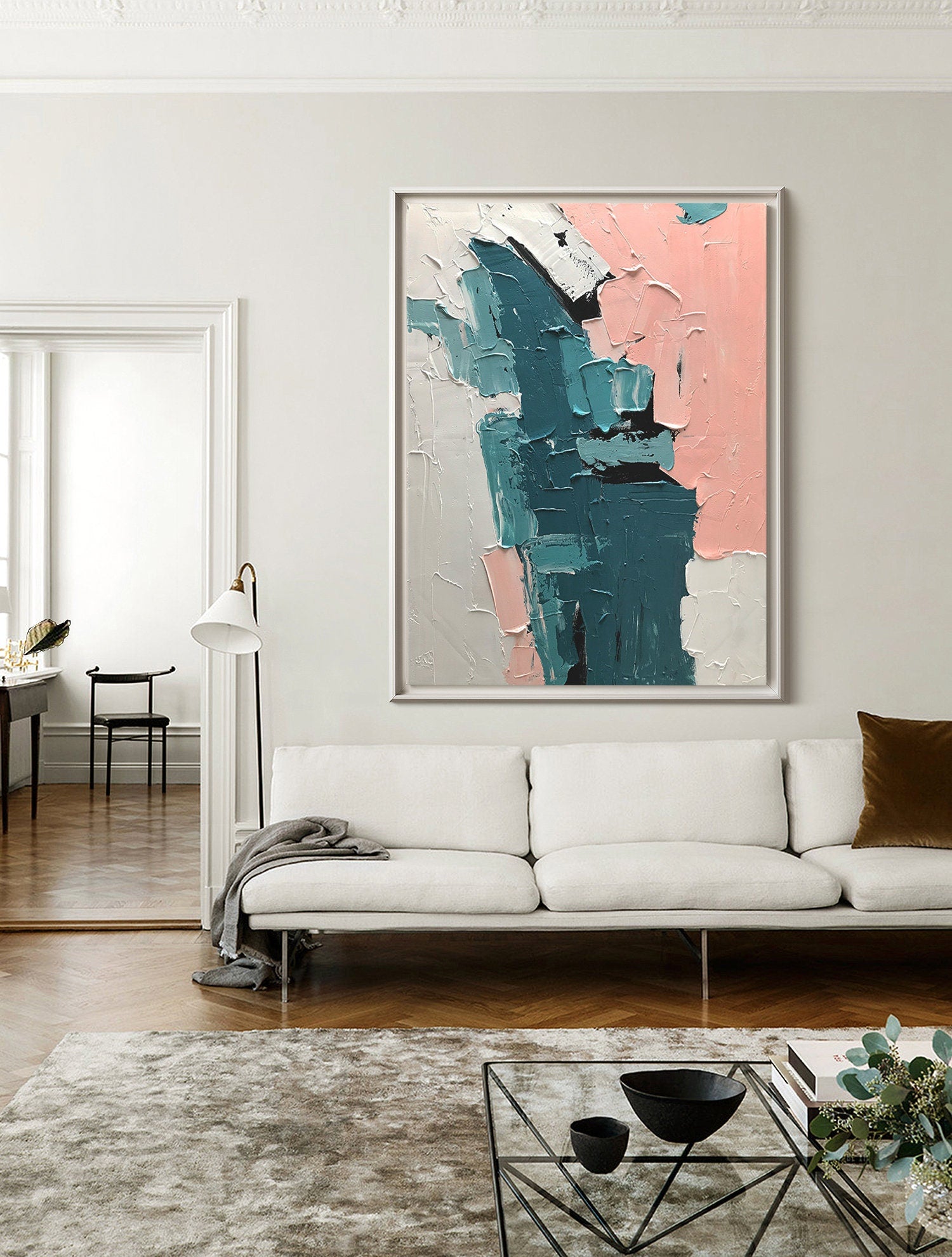 Original Textured Wall Art, Large Abstract Painting on Canvas, Modern Morandi Color Acrylic Painting, Vertical Painting for…