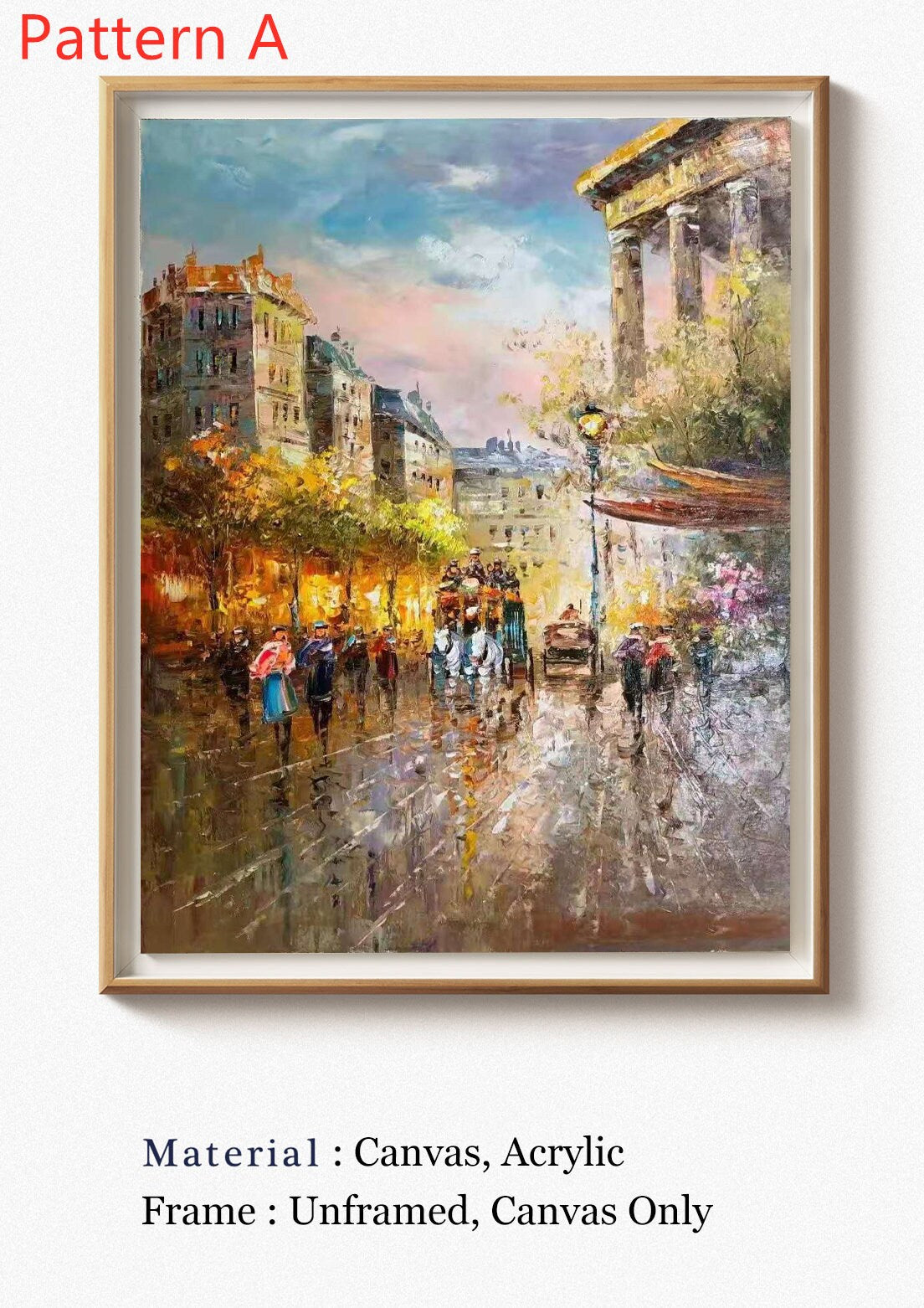 Original Paris Cityscape Oil Painting, Large Canvas Wall Art Paris City Landscape Painting on Canvas