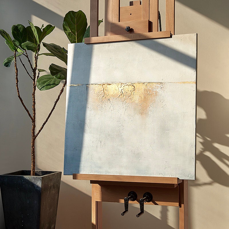 White and Gold Abstract Canvas Art, Extra Large Canvas Wall Art, Original Oil Painting on Canvas, Mimimalist Textured Art