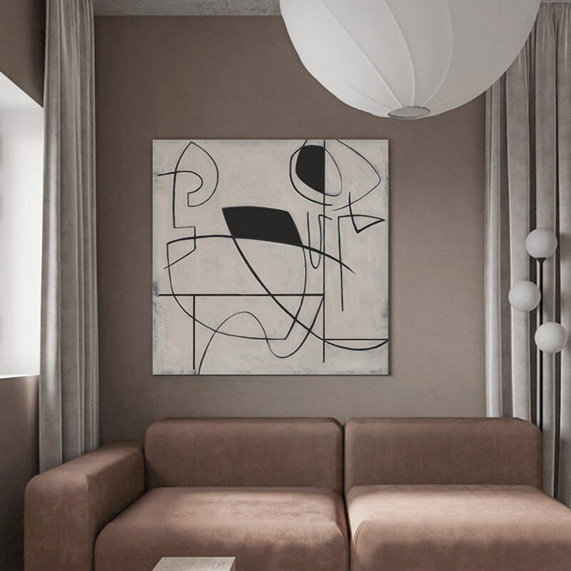 Minimalist Abstract Art Original Grey And White Abstract Painting, Black Abstract Art Painting, Large Abstract Canvas…