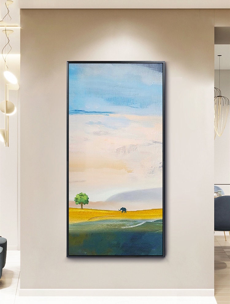Abstract Landscape Wall Art, Large Landscape Oil Paintings on Canvas Original, Modern Abstract Bedroom Wall Decor