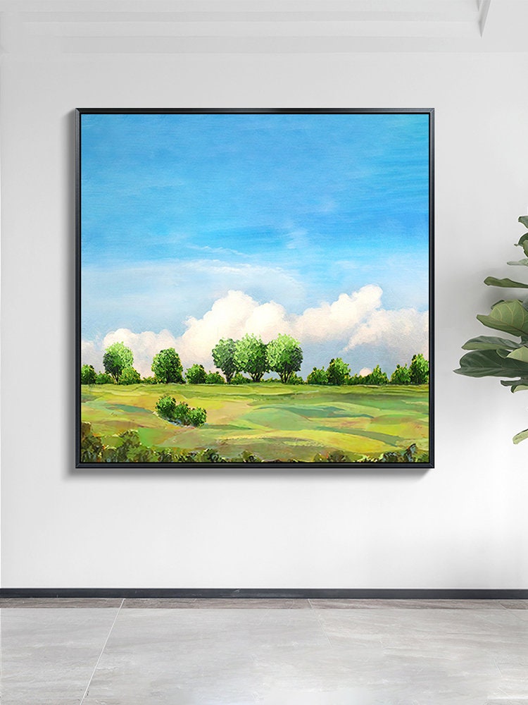 Landscape Wall Art, Large Abstract Oil Painting on Canvas, Modern Original Artwork for Bedroom