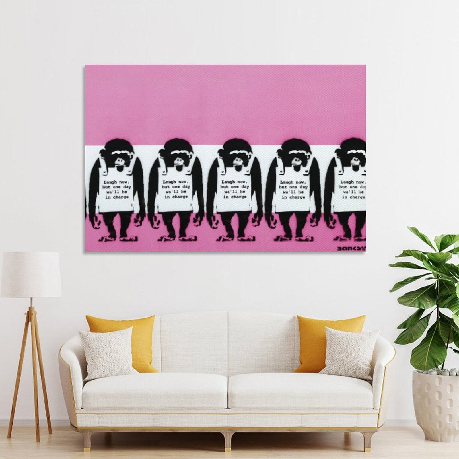 Banksy Laugh Now but one day, Hand Painted Graffiti Wall Art Canvas, Canvas Wall Art, Banksy Art Painting, NOT PRINT