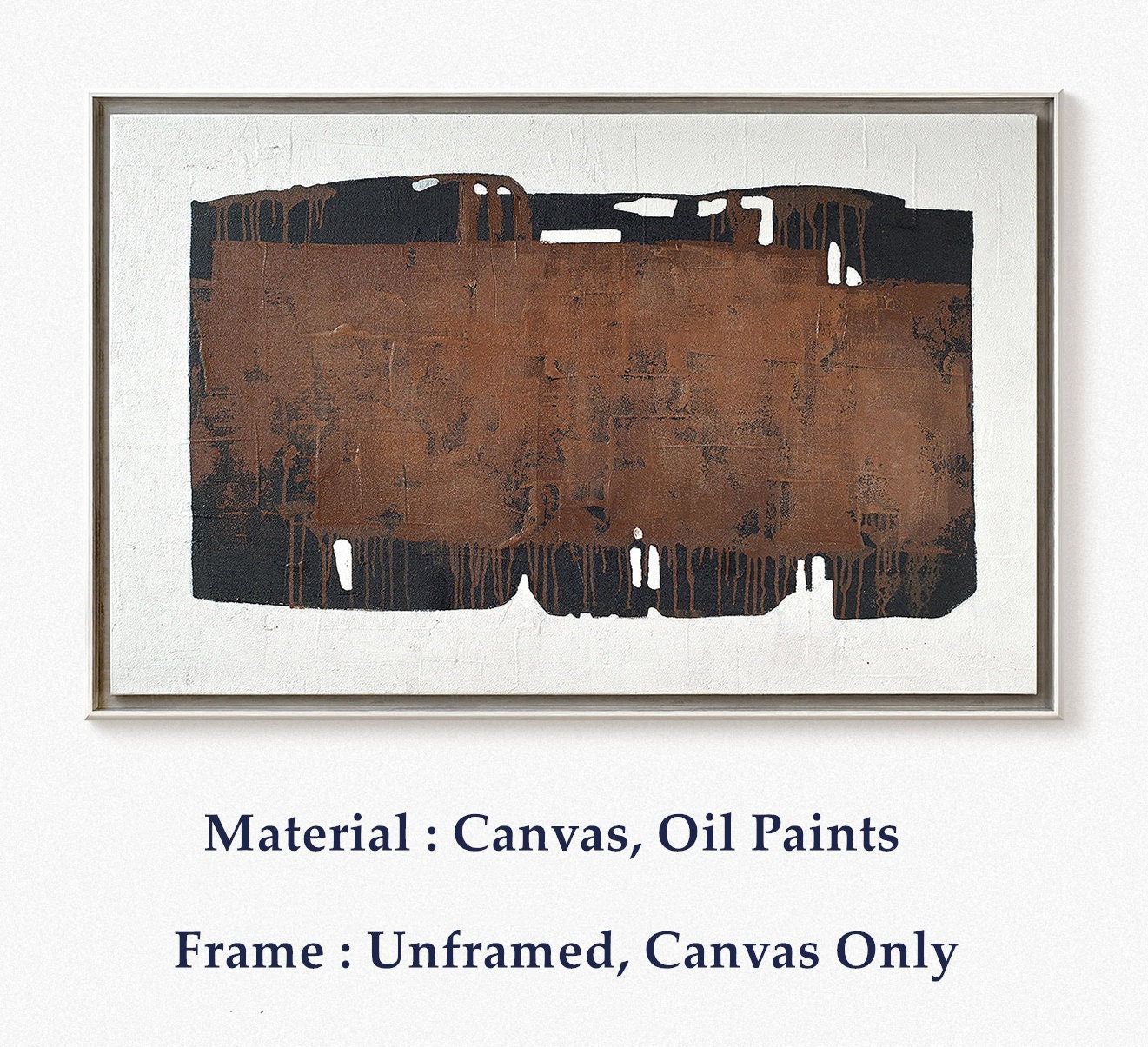 Large Textured Canvas Painting, Black and Brown Hand Painted Painting on Canvas, Abstract Wall Art Decor for Living Room