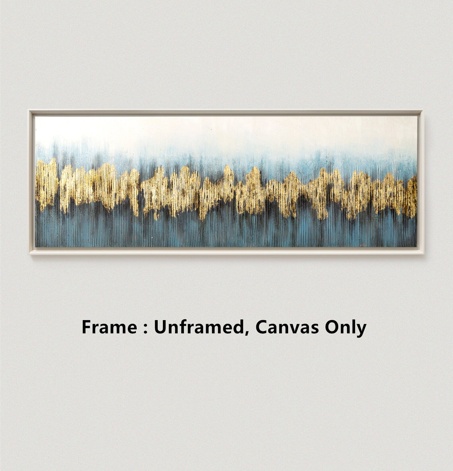 Gold Blue Canvas Wall Art, Original Textured Oil Painting, Hand Painted Abstract Acrylic Art
