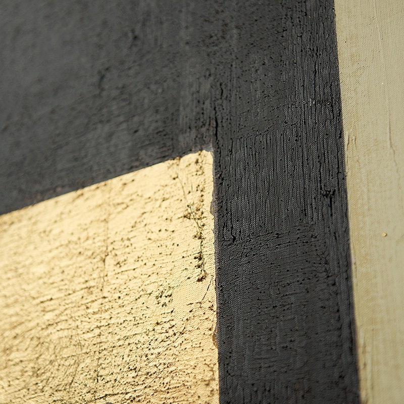 Minimalist Acrylic Canvas Painting, Textured Abstract Wall Art, Black and Cream Painting, Hand Painted Painting on Canvas