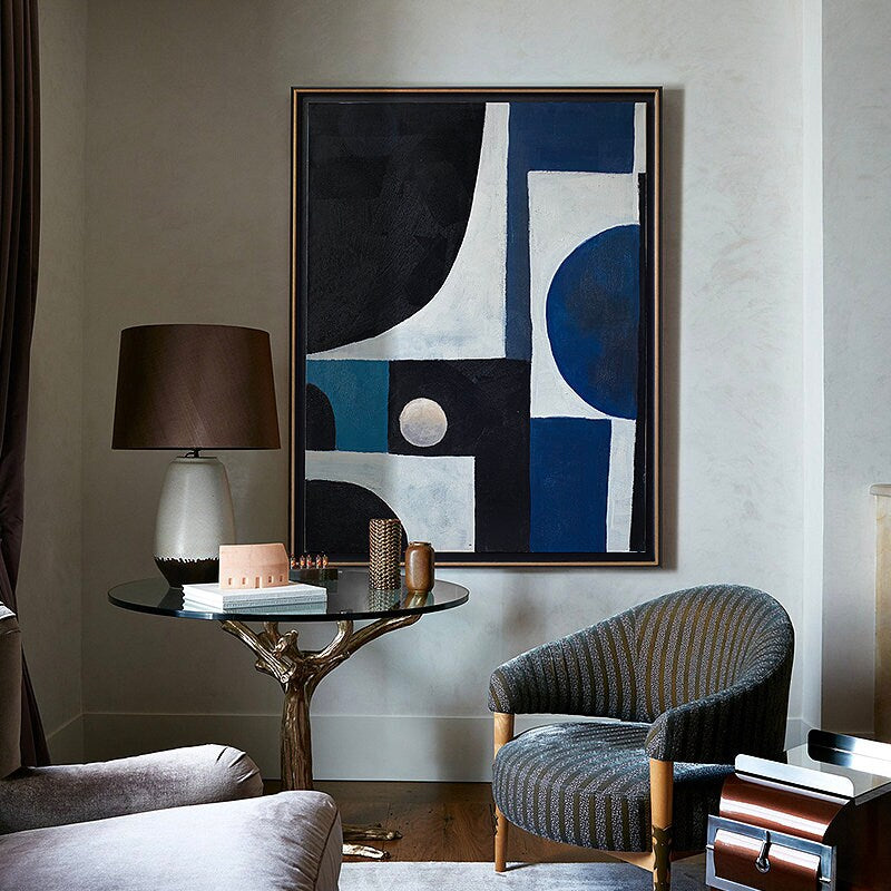 Extra Large Canvas Wall Art, Blue and Black Abstract Oil Painting, Original Acrylic Painting on Canvas, Modern Art for…