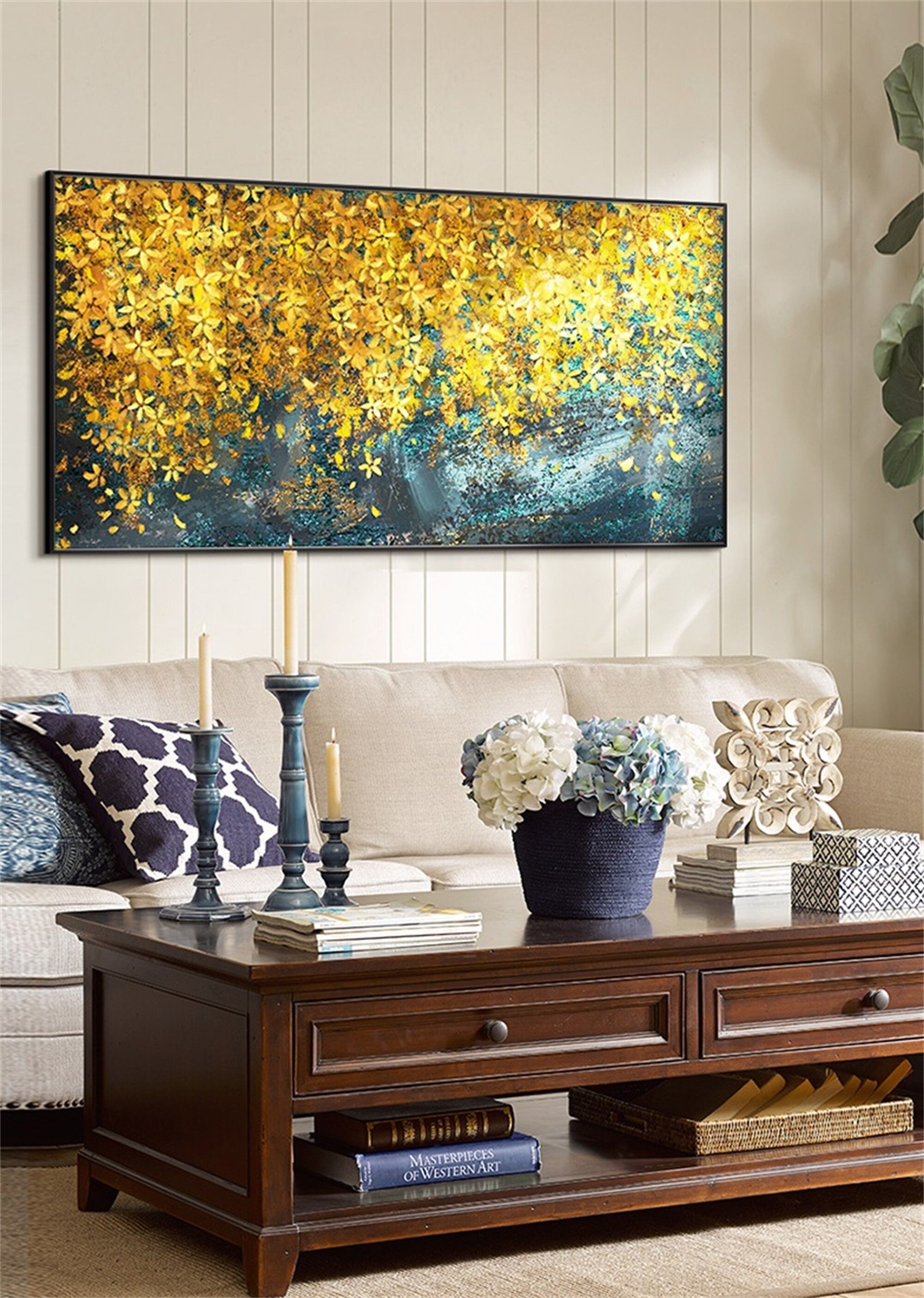 Original Floral Painting on Canvas, Abstract Flower Acrylic Painting, Large Canvas Wall Art