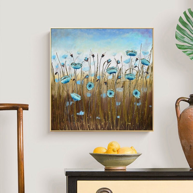 Original Floral Wall Art Painting on Canvas, Abstract Flower Oil Painting, Large Canvas Wall Art