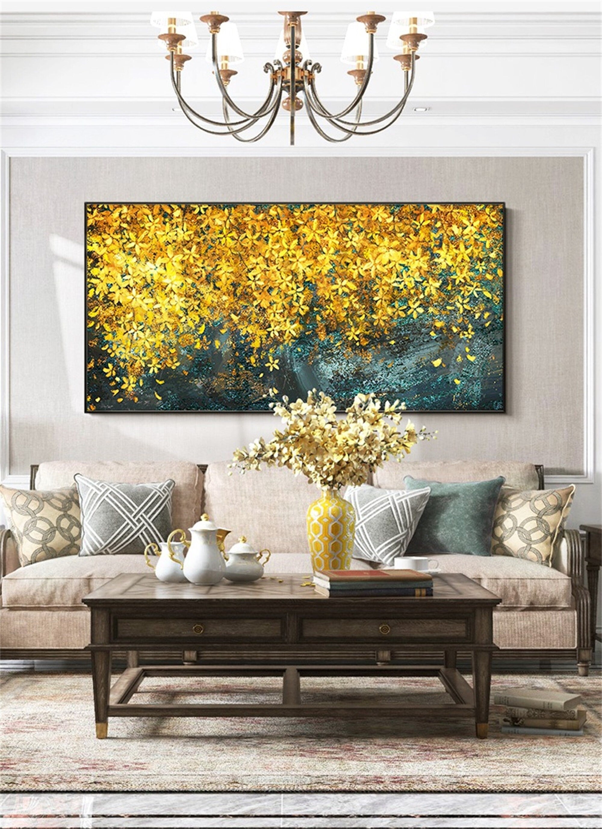 Original Floral Painting on Canvas, Abstract Flower Acrylic Painting, Large Canvas Wall Art