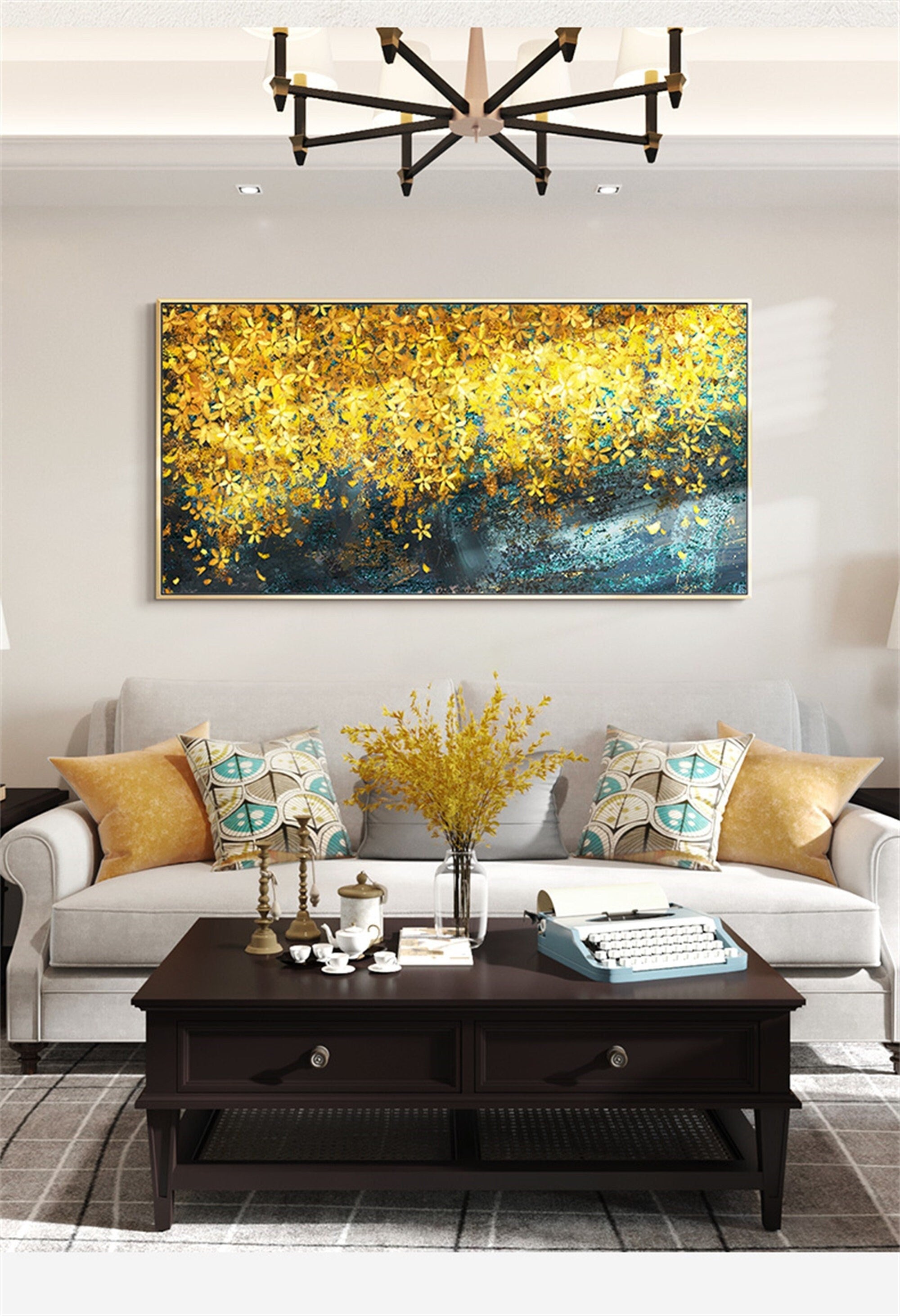 Original Floral Painting on Canvas, Abstract Flower Acrylic Painting, Large Canvas Wall Art