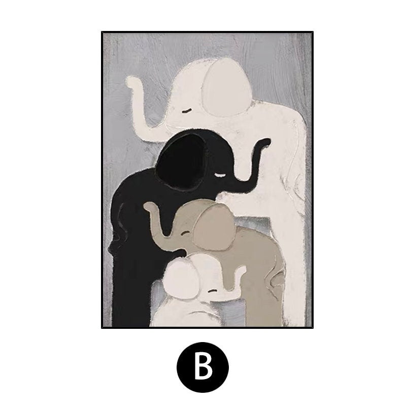 Abstract Elephant Oil painting on Canvas, Large Original Elephant Canvas Wall Art, Modern Animal Painting for Living Room,…