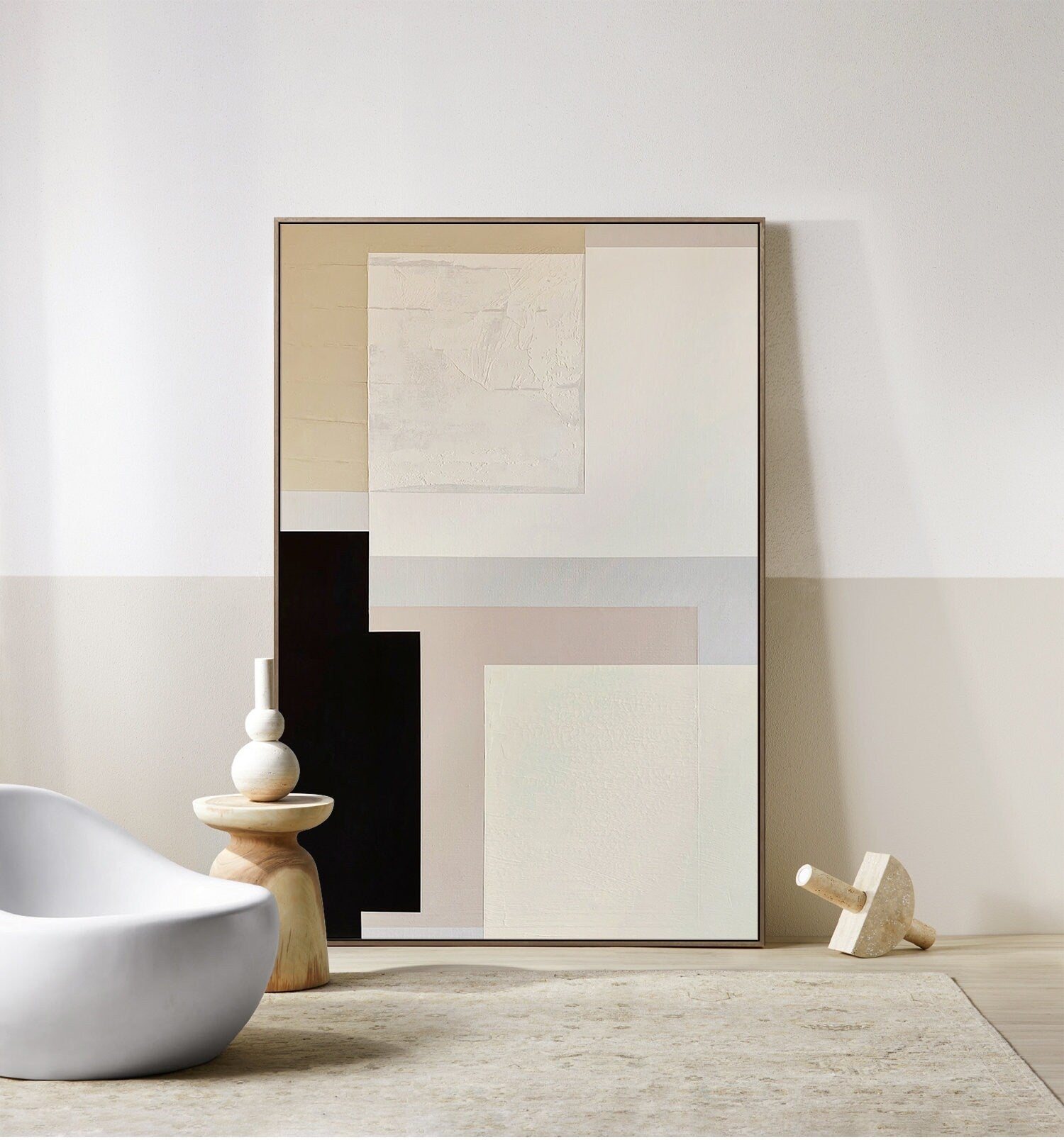 Wabi Sabi Wall Art, Brown Abstract Acrylic Art, Original Abstract Oil Painting on Canvas, Modern Canvas Artwork for Bedroom