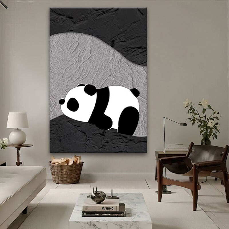 Abstract Panda Oil painting on Canvas, Large Original Elephant Canvas Wall Art, Modern Animal Painting for Living Room, Art…