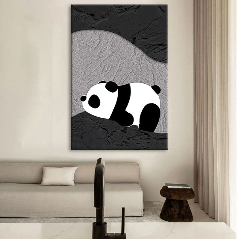 Abstract Panda Oil painting on Canvas, Large Original Elephant Canvas Wall Art, Modern Animal Painting for Living Room, Art…