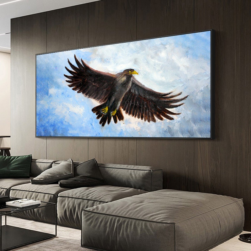 Original Eagle Oil Painting on Canvas,Modern Animal Wall Art,Boho Wall Decor,Wildlife Art,Eagle Wall Decor,Living Room Wall…