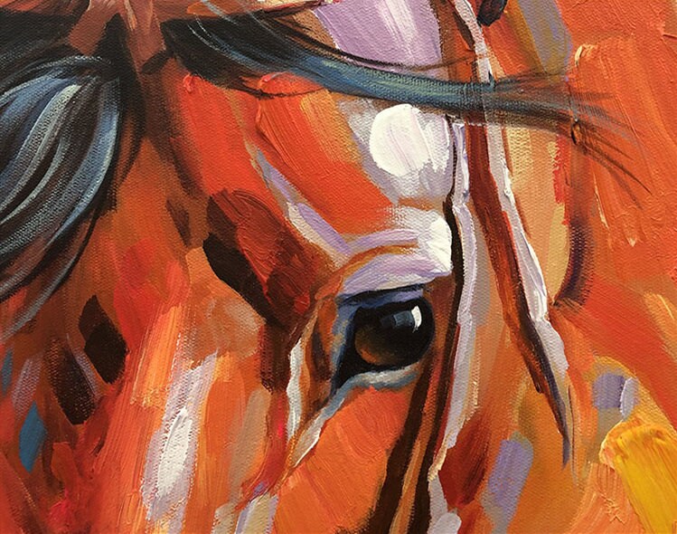 Abstract Horse Oil Painting on Canvas, Large Original Horse Canvas Wall Art, Modern Animal Painting for Living Room, Bedroom…