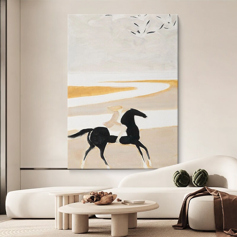 Abstract Horse Oil painting on Canvas, Original Textured Horse Canvas Wall Art, Modern Animal Painting for Living Room, Art…