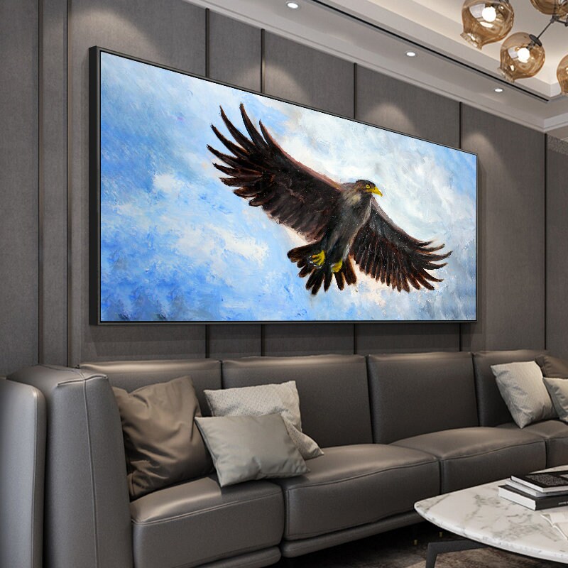 Original Eagle Oil Painting on Canvas,Modern Animal Wall Art,Boho Wall Decor,Wildlife Art,Eagle Wall Decor,Living Room Wall…