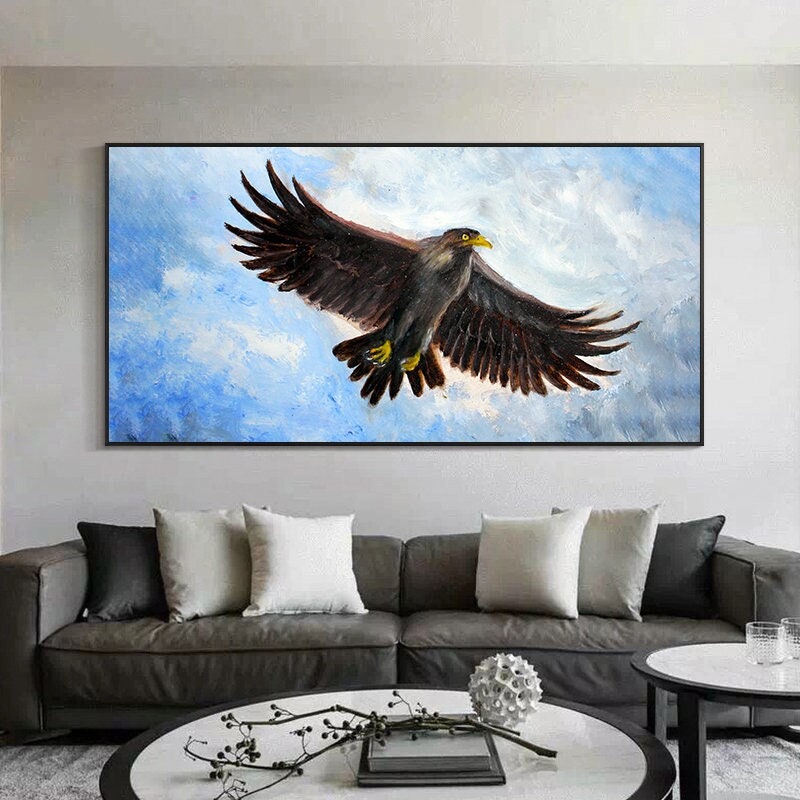 Original Eagle Oil Painting on Canvas,Modern Animal Wall Art,Boho Wall Decor,Wildlife Art,Eagle Wall Decor,Living Room Wall…