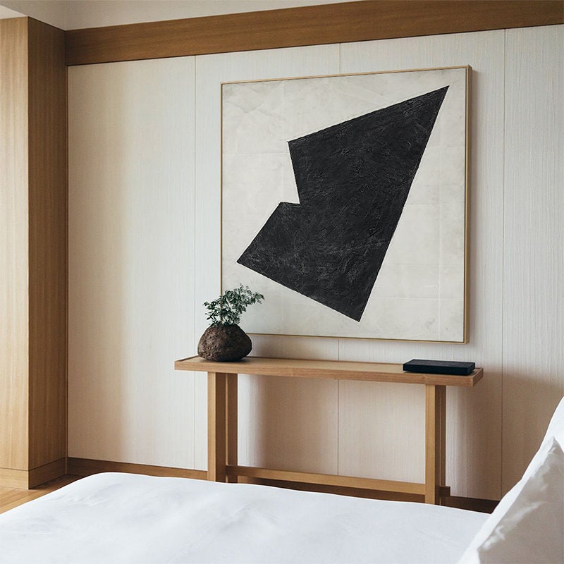 Original Grey and Black Oil Painting on Canvas, Extra Large Geometric Canvas Wall Art, Abstract Minimalist Acrylic Painting,…