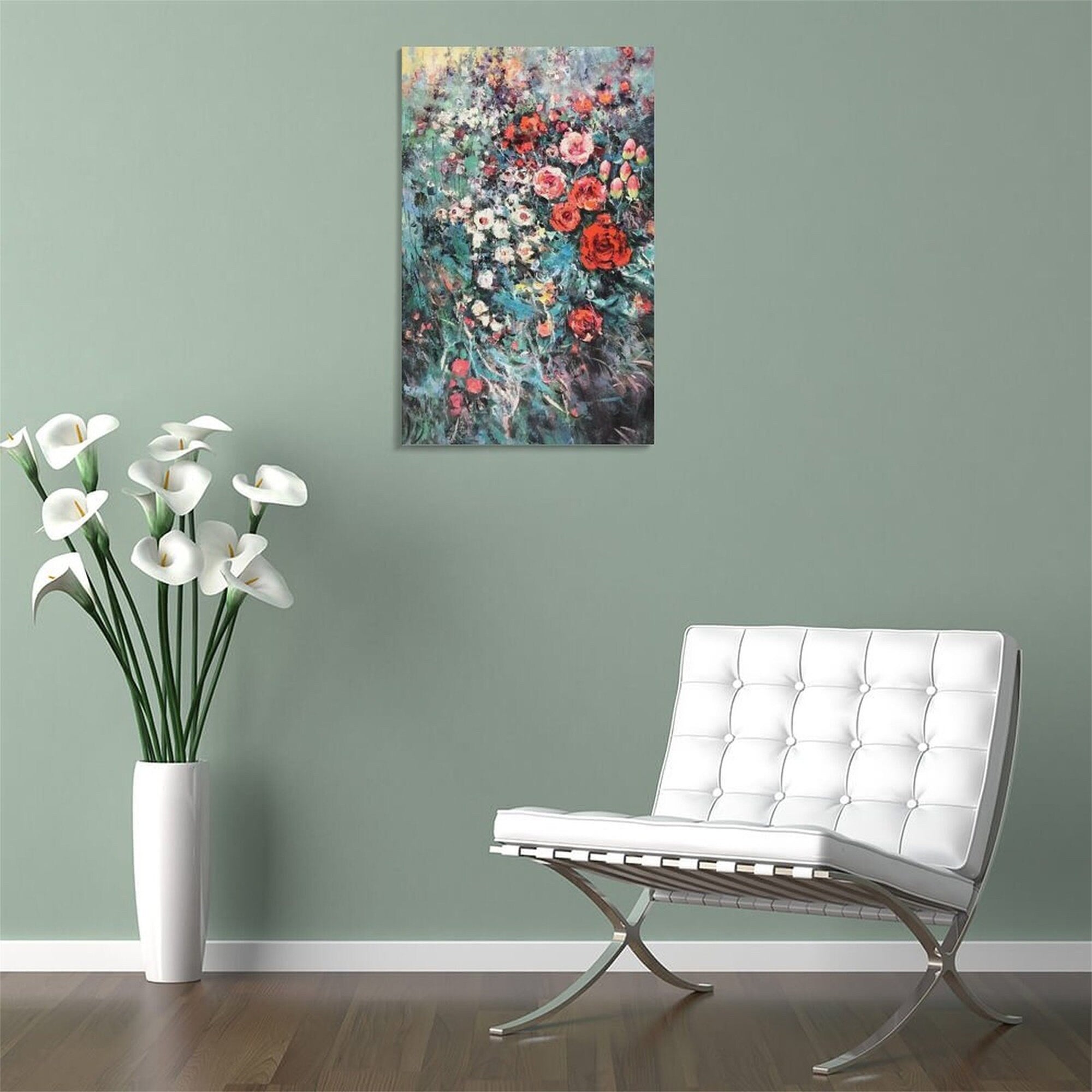 Art Realm | Exquisite Texture Flower Painting - Abstract Grey Flower Canvas Wall Art, Acrylic Painting Unique Home Decoration