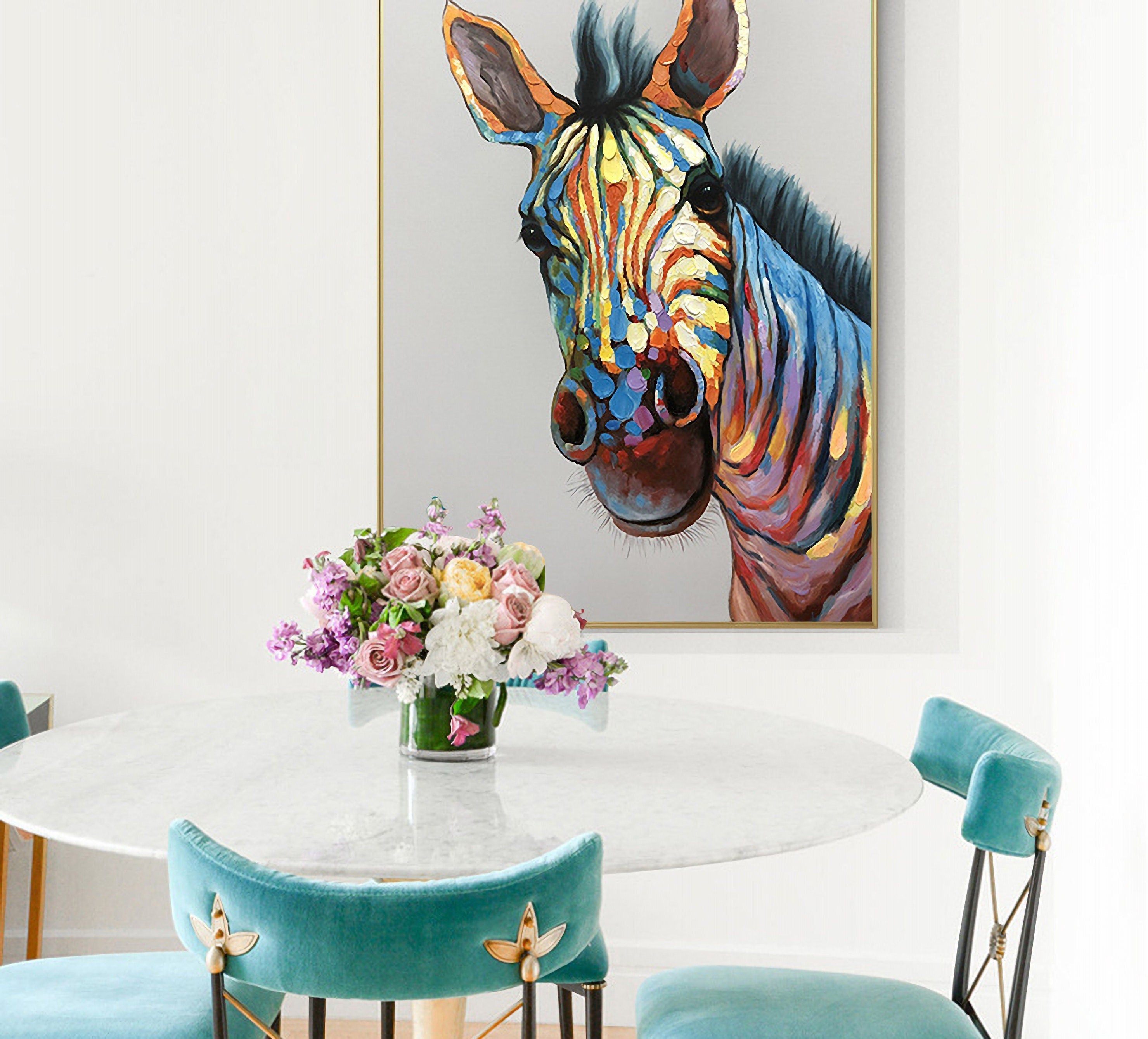 Zebra Oil Painting, Acrylic Painting on Canvas, Original Animal Painting, 60*80cm