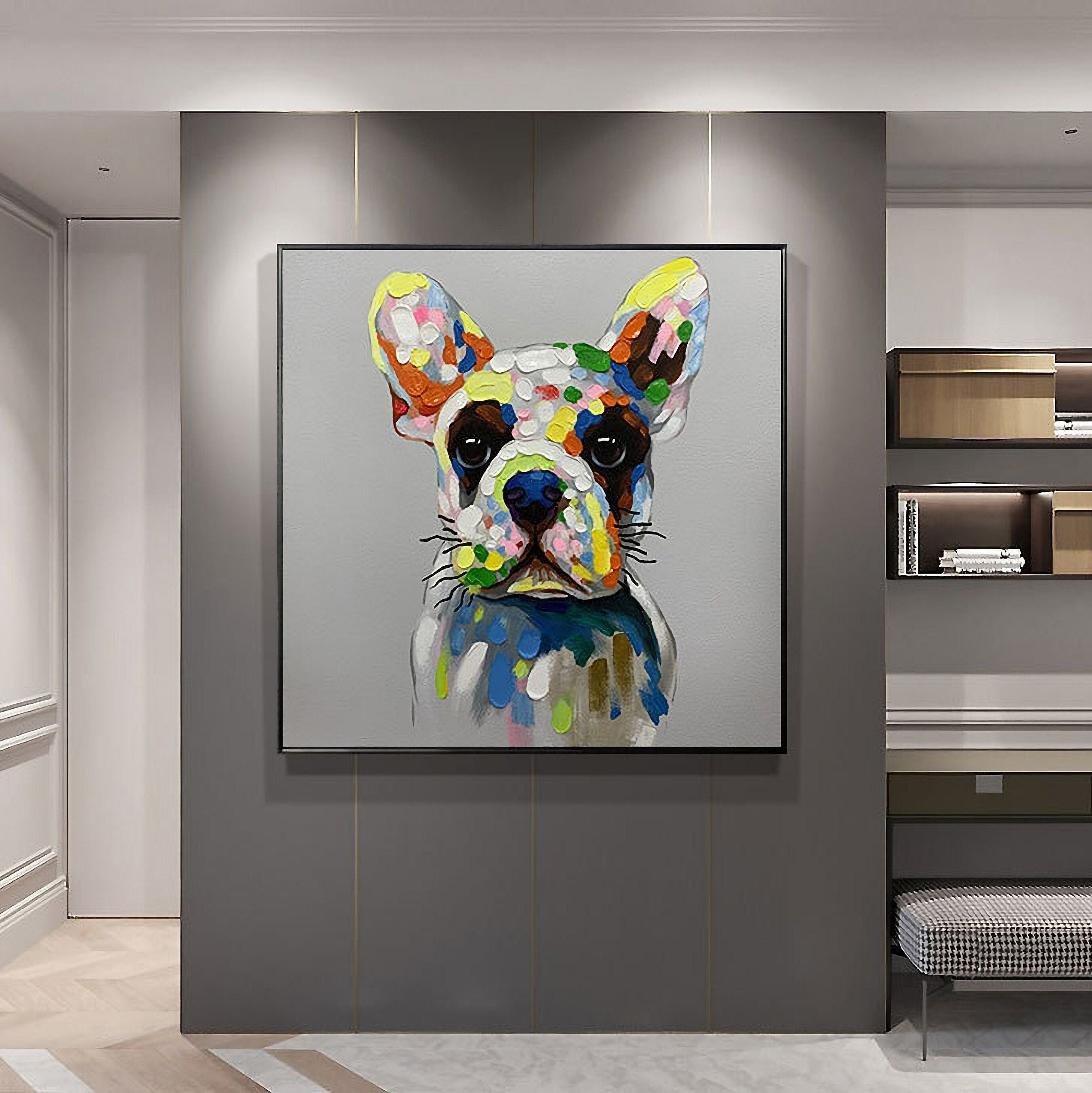 Dog Oil Painting, Acrylic Painting on Canvas, Original Animal Painting, 60*60cm