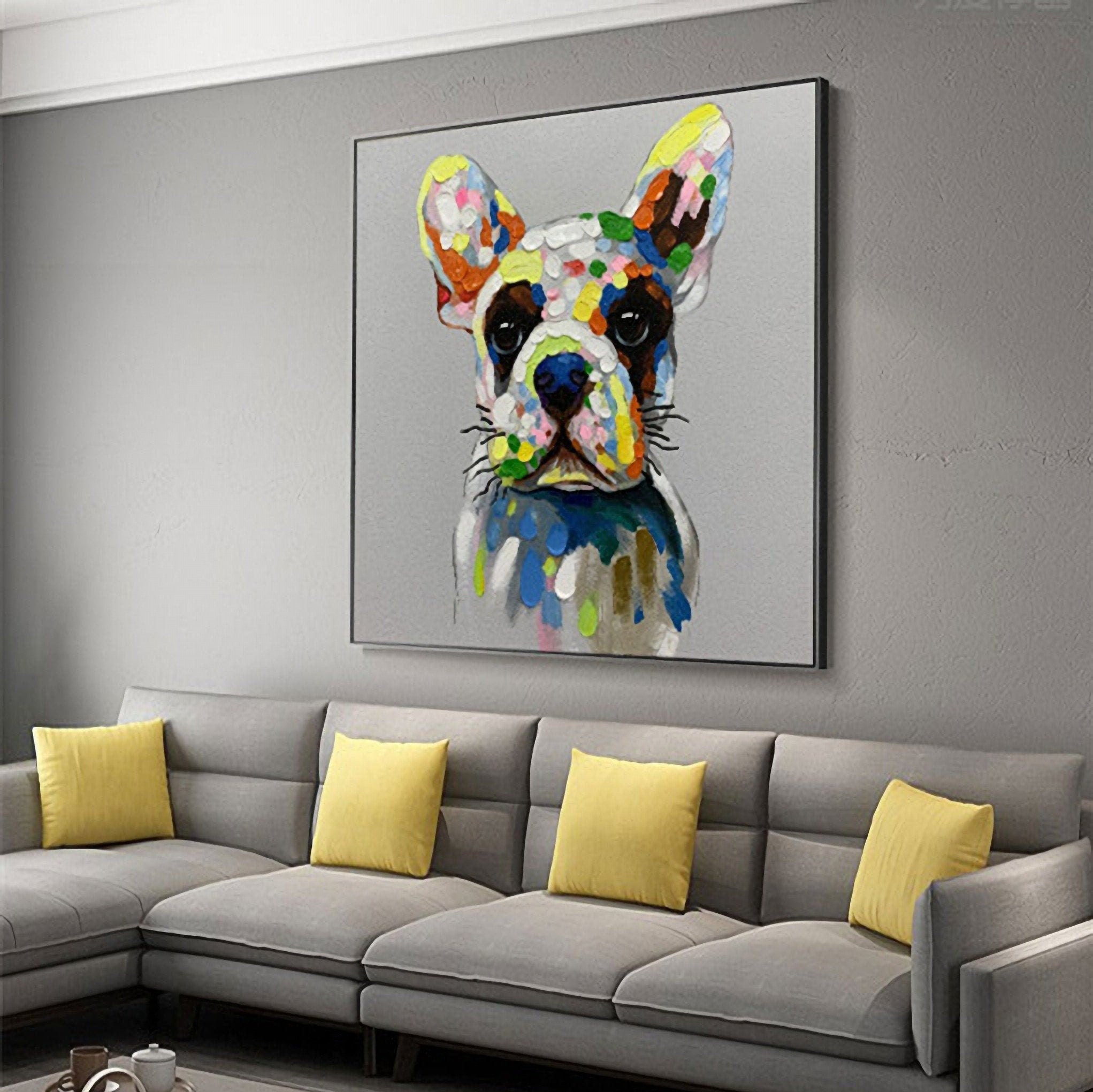 Dog Oil Painting, Acrylic Painting on Canvas, Original Animal Painting, 60*60cm