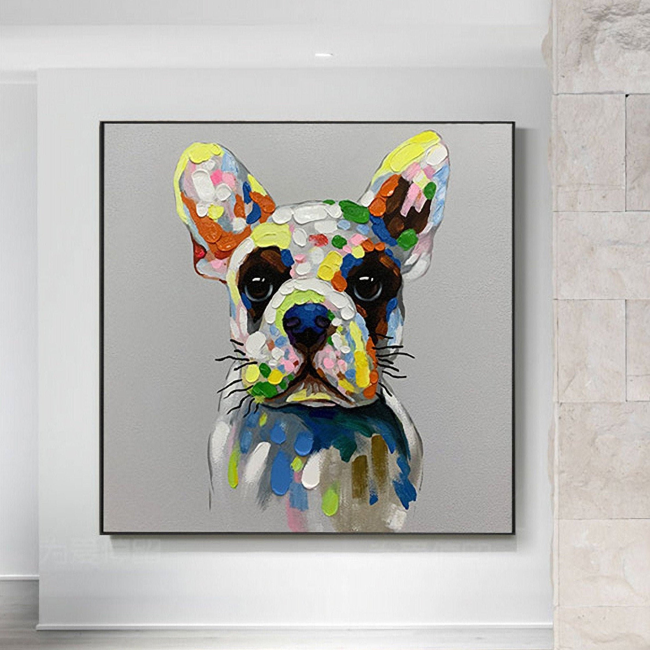 Dog Oil Painting, Acrylic Painting on Canvas, Original Animal Painting, 60*60cm