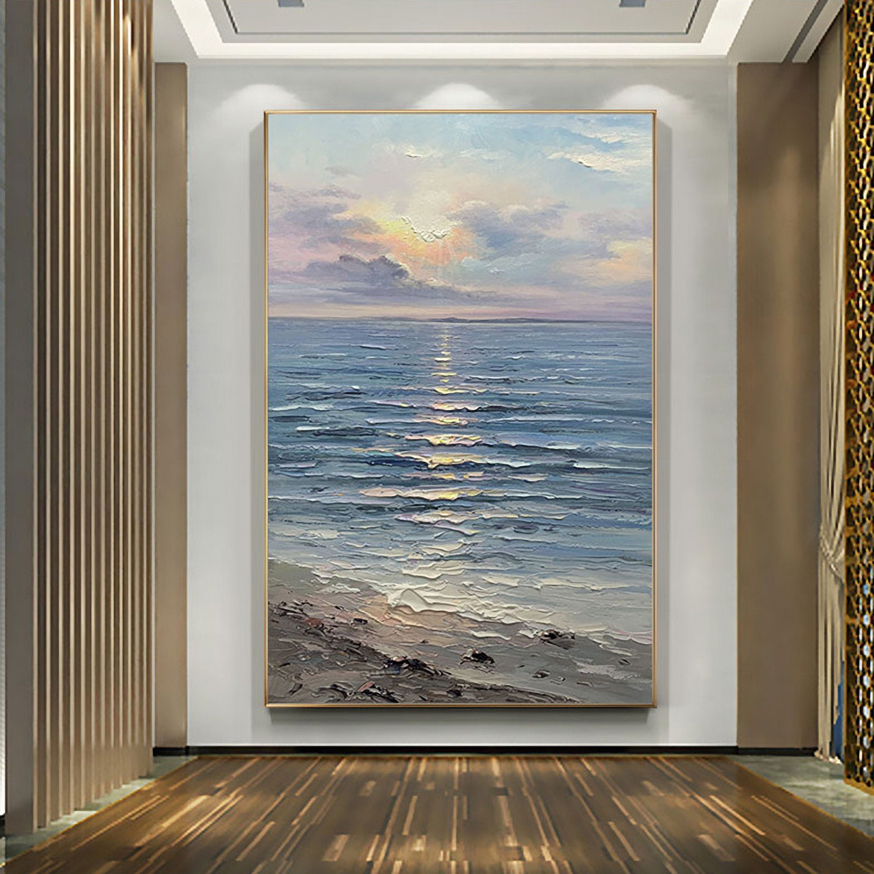 Sea Waves Large Canvas Painting Wall Art Ocean Beach Paintings for Living Room Bedroom Home Decorations