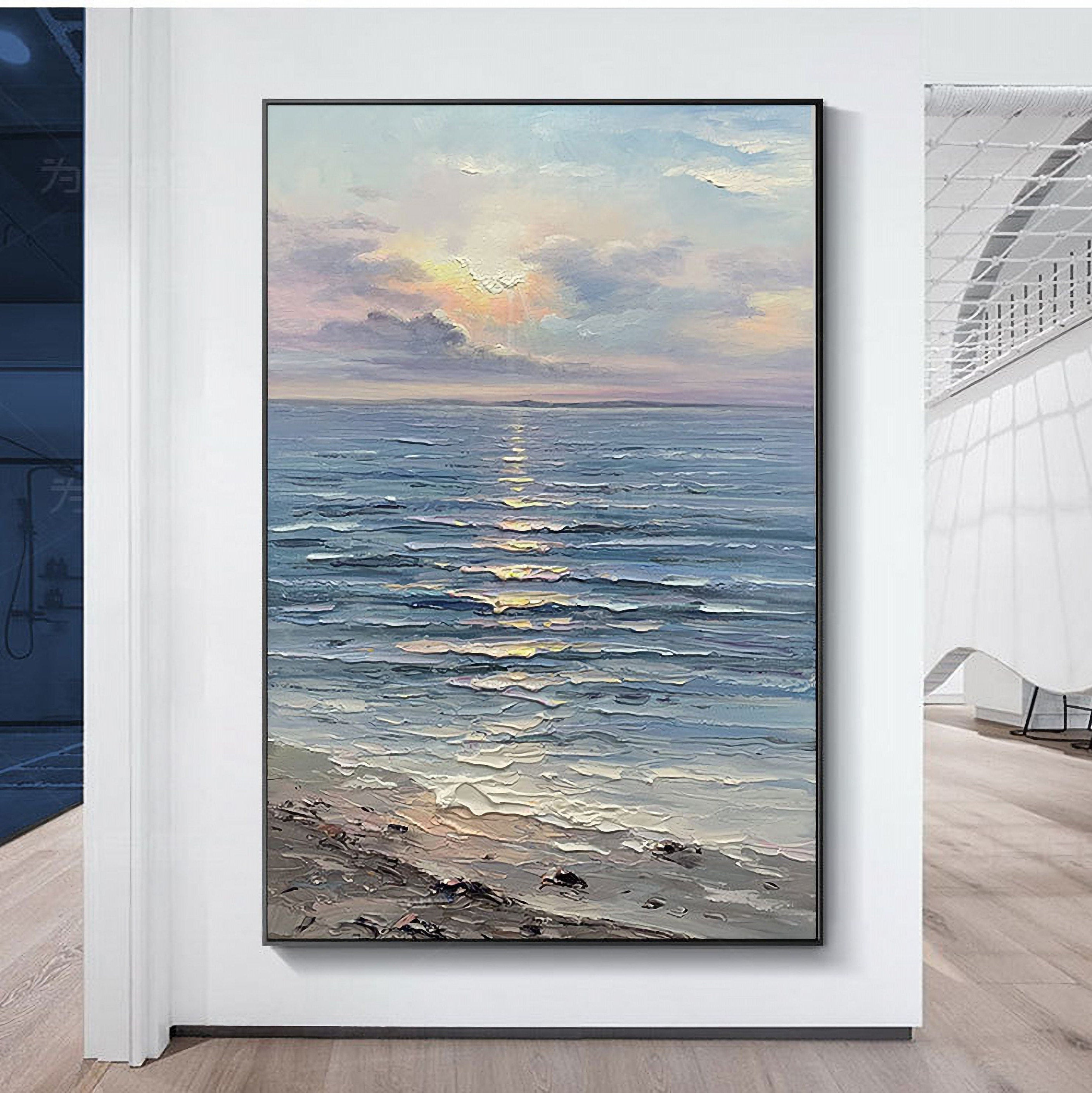 Sea Waves Large Canvas Painting Wall Art Ocean Beach Paintings for Living Room Bedroom Home Decorations
