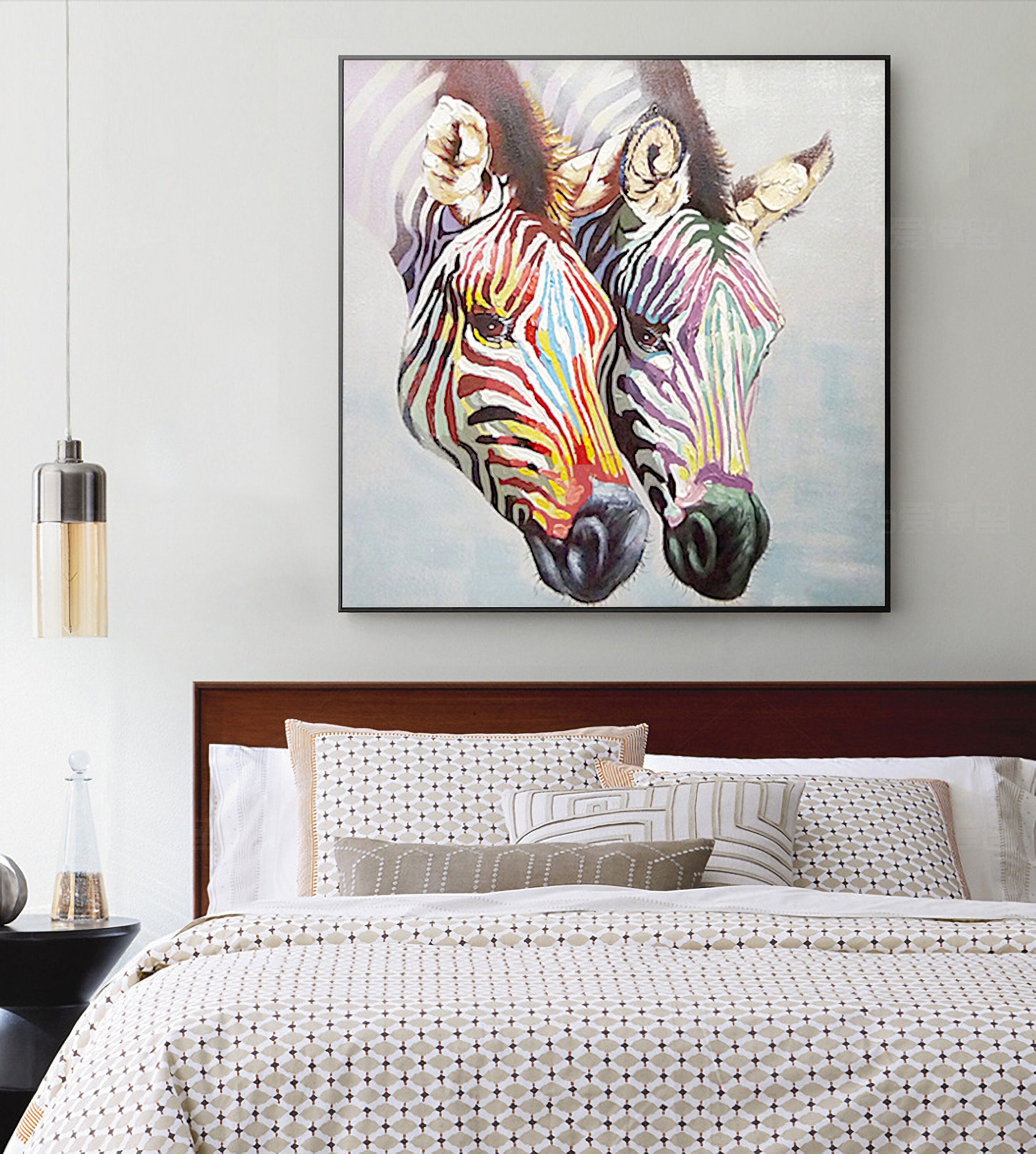 Zebra Oil Painting, Acrylic Painting on Canvas, Original Animal Painting, 60*60cm
