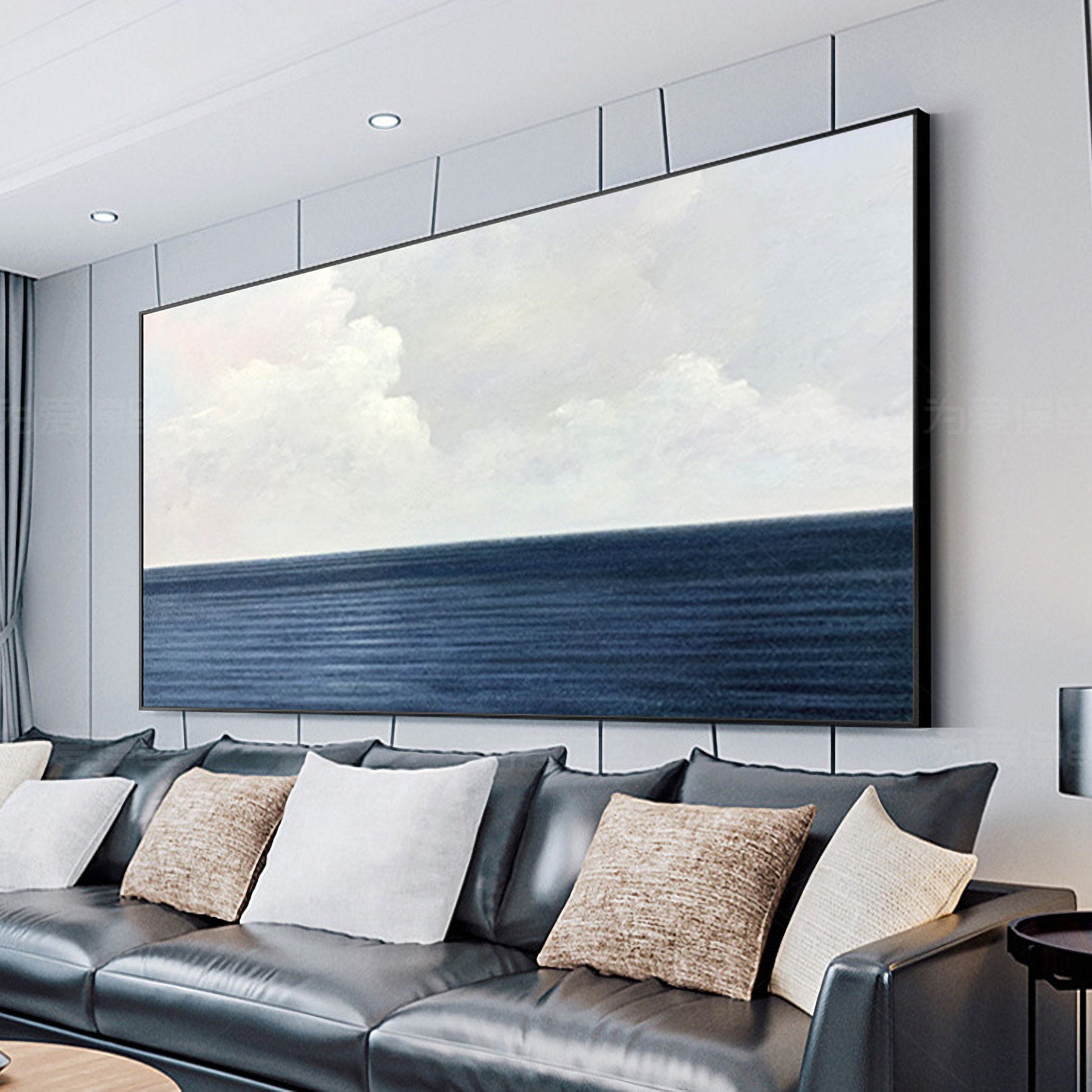 Cloud Abstract Painting,Original Sky Painting, Blue Sky and White Cloud Art, Abstract Painting on Canvas