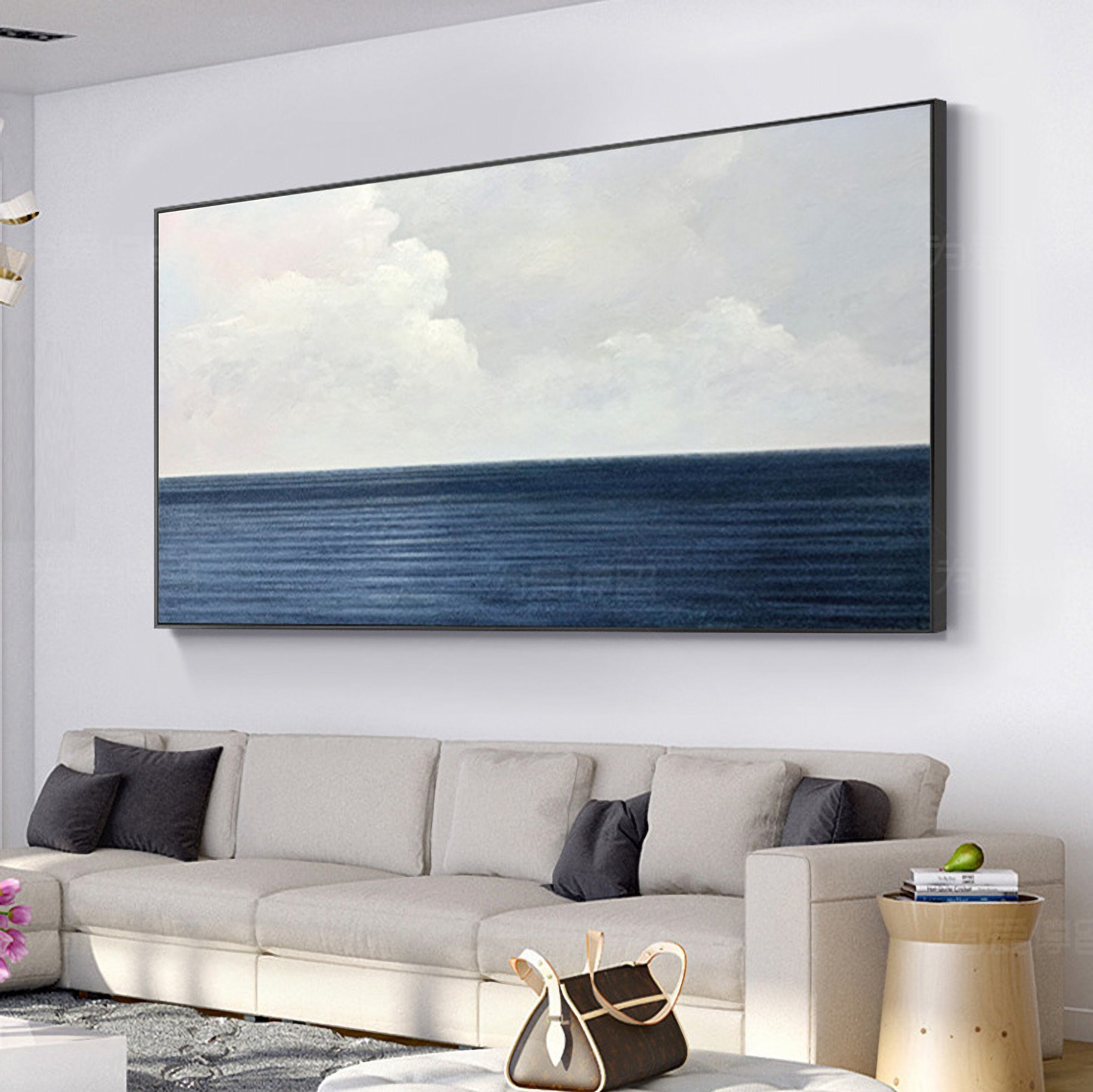 Cloud Abstract Painting,Original Sky Painting, Blue Sky and White Cloud Art, Abstract Painting on Canvas