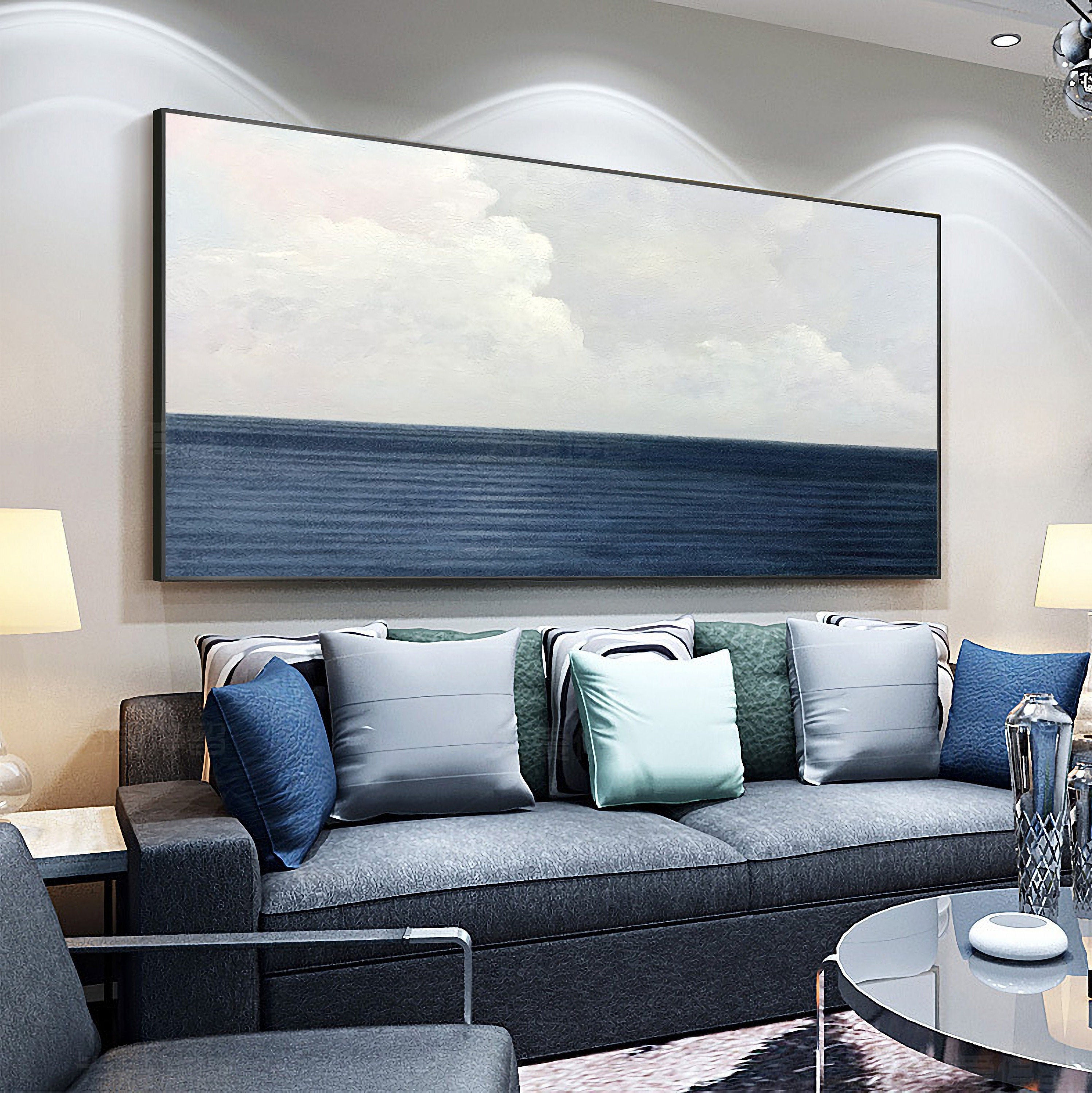 Cloud Abstract Painting,Original Sky Painting, Blue Sky and White Cloud Art, Abstract Painting on Canvas