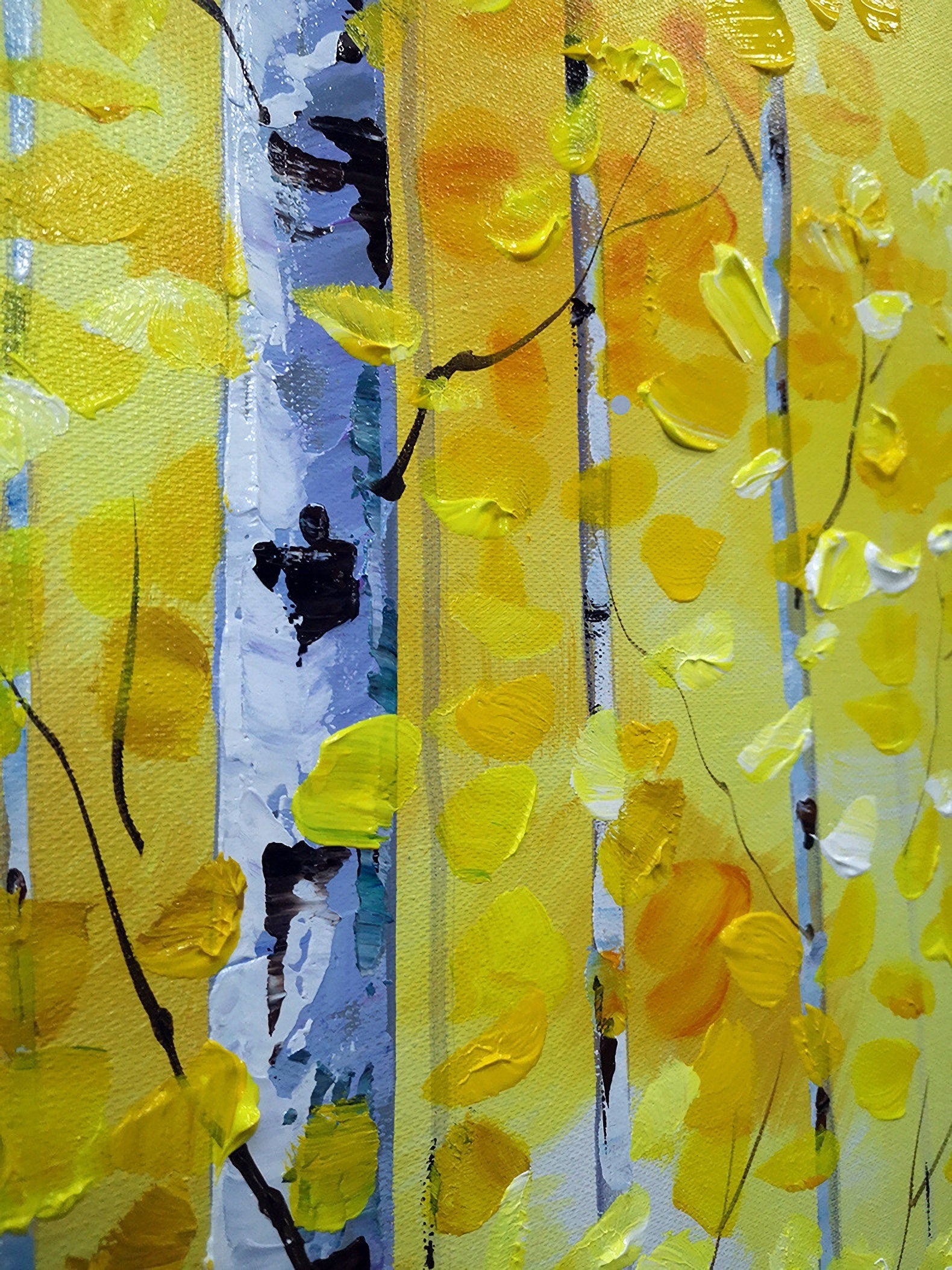 Canvas Wall Art Birch Trees Branches Landscape Oil Painting Picture, Large Size for Living Room Bedroom Home Office Décor