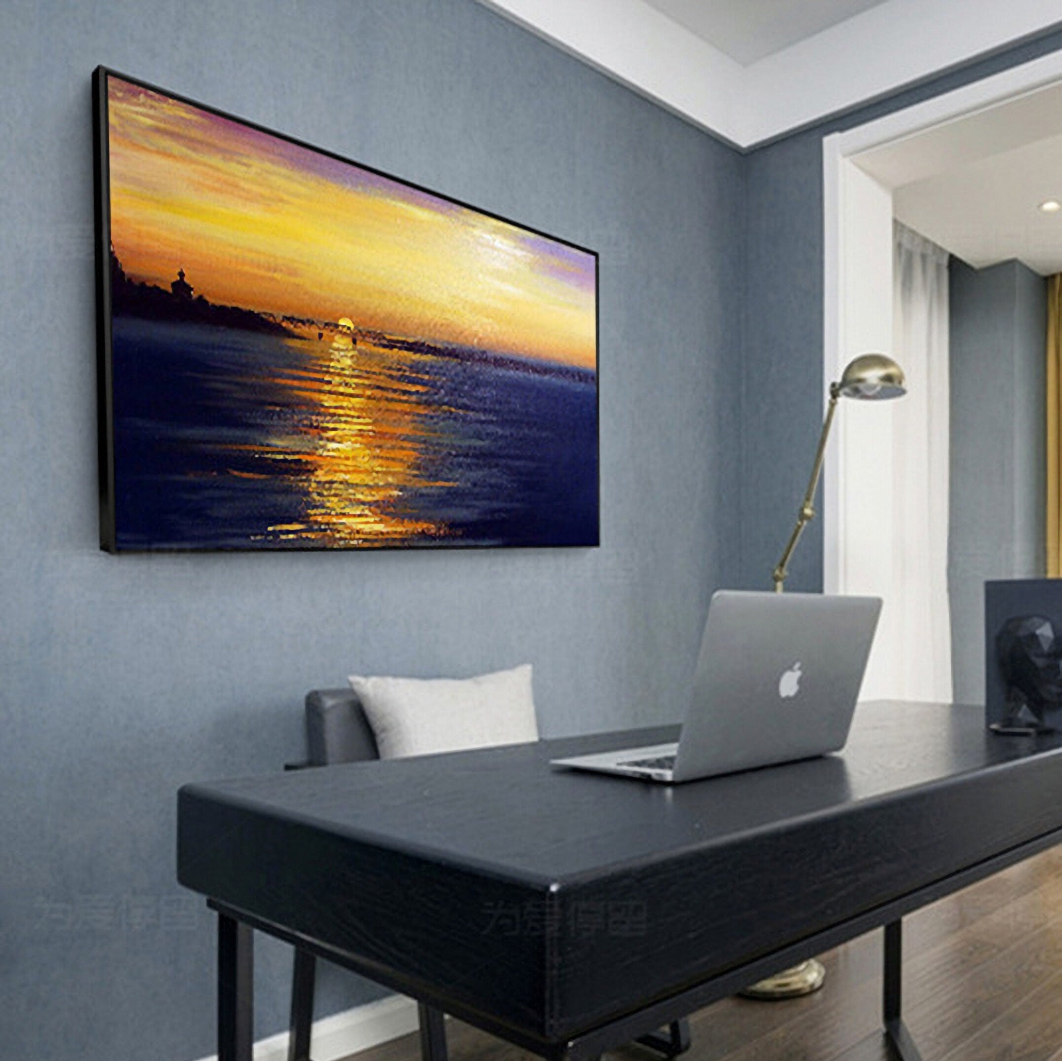 Sunset/Sunrise Landscape Oil Painting on Canvas Acrylic Painting for Living Room Home Wall Decor,60x80 cm